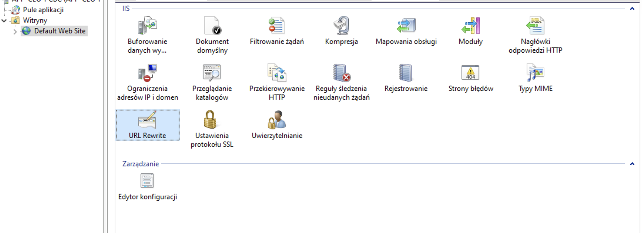 URL Rewrite w Menedżerze IIS